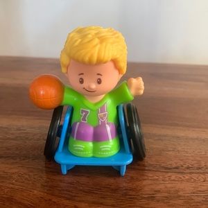 Fisher Price Little People Blonde Boy in Wheelchair with Basketball Figure